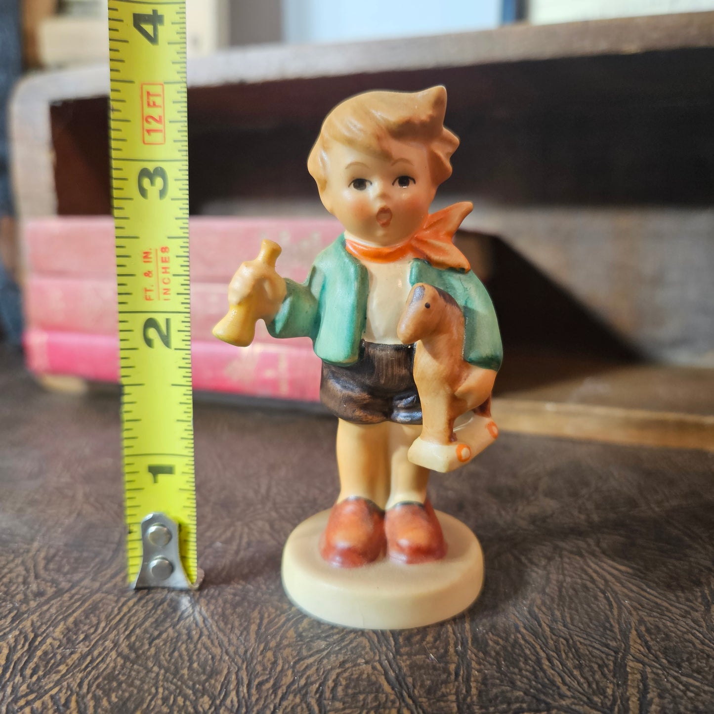 Vintage Goebel Boy Figurine Toy Horse Horn W Germany