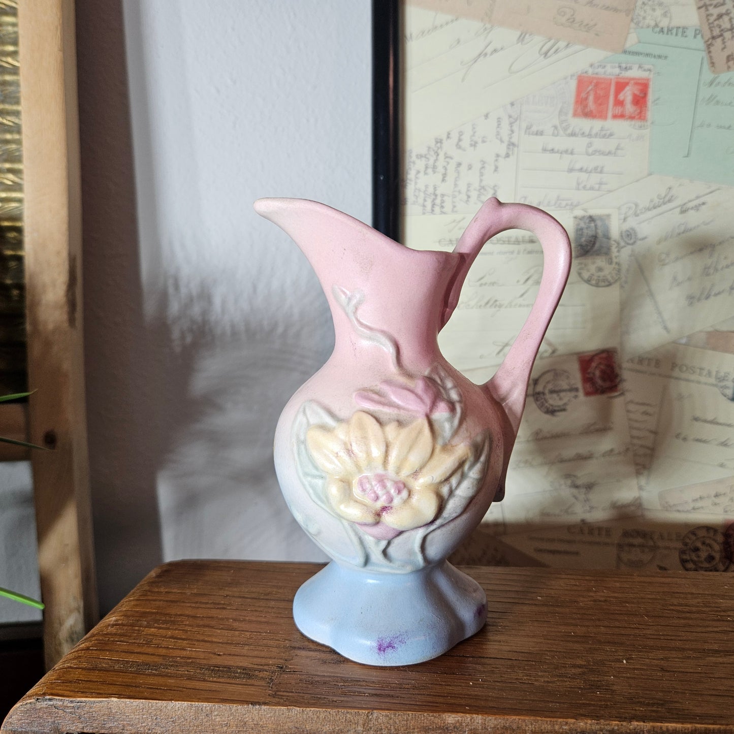 Hull Pottery Floral Vase Pink Blue Pastel Vintage Bud Vase