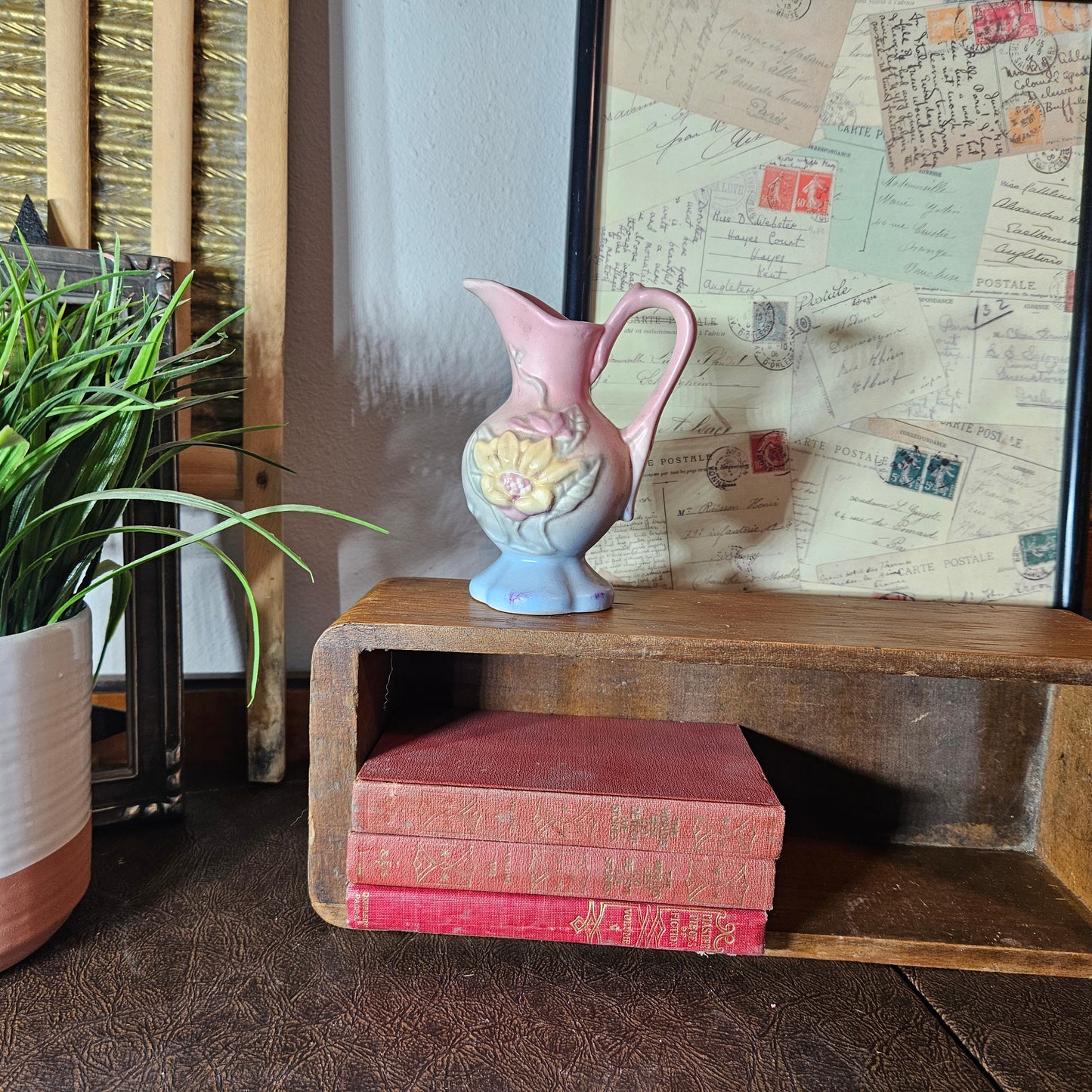 Hull Pottery Floral Vase Pink Blue Pastel Vintage Bud Vase