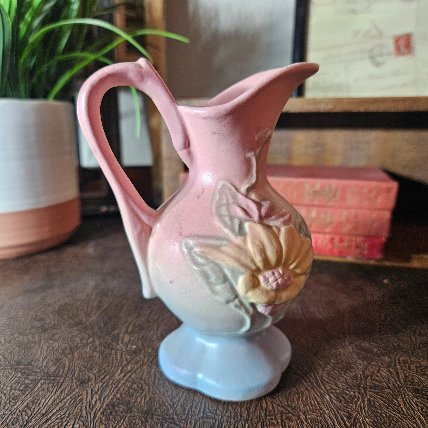 Hull Pottery Floral Vase Pink Blue Pastel Vintage Bud Vase