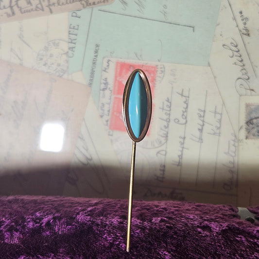 Vintage Turquoise Blue Glass Stick Pin