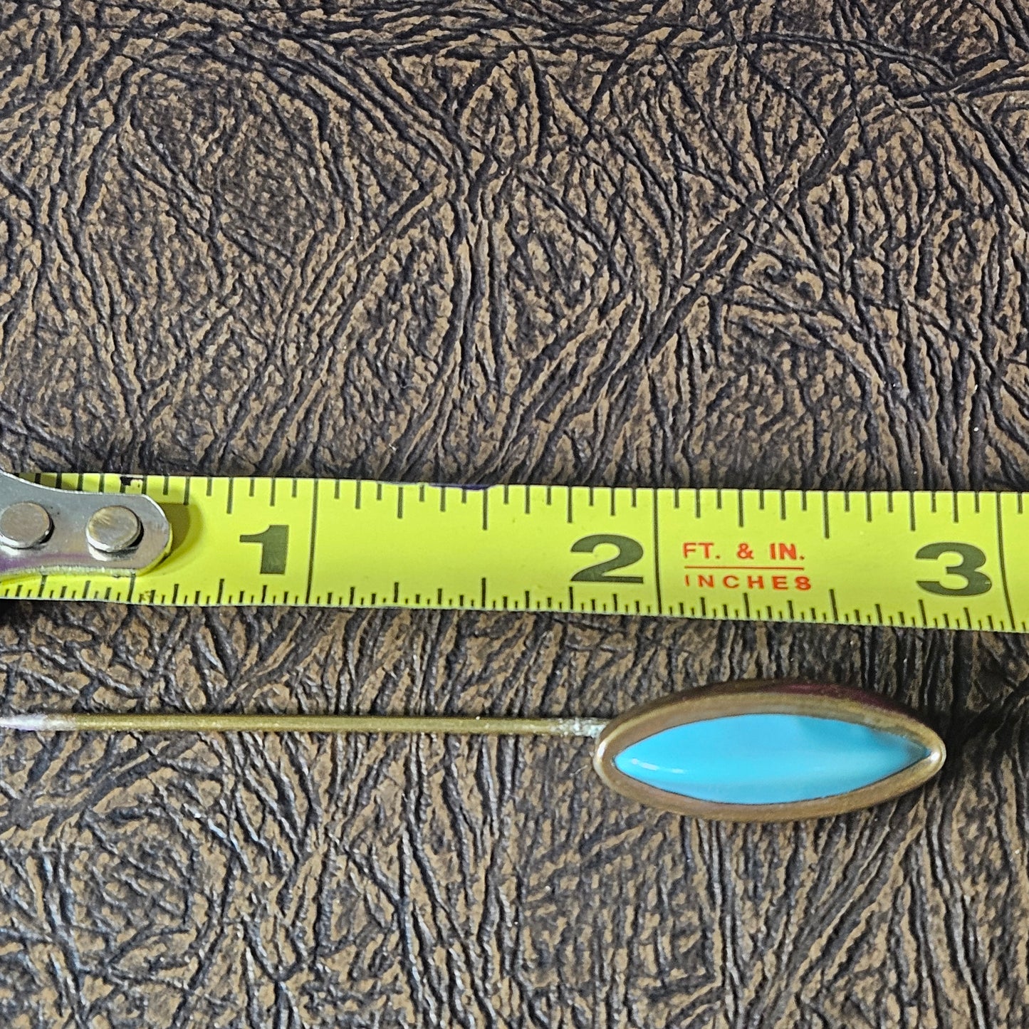 Vintage Turquoise Blue Glass Stick Pin