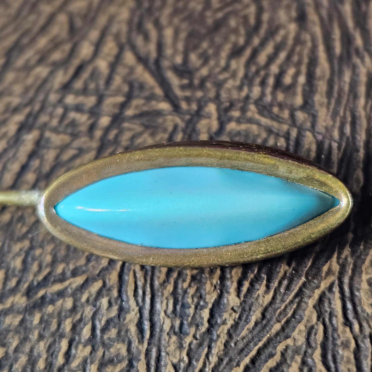 Vintage Turquoise Blue Glass Stick Pin