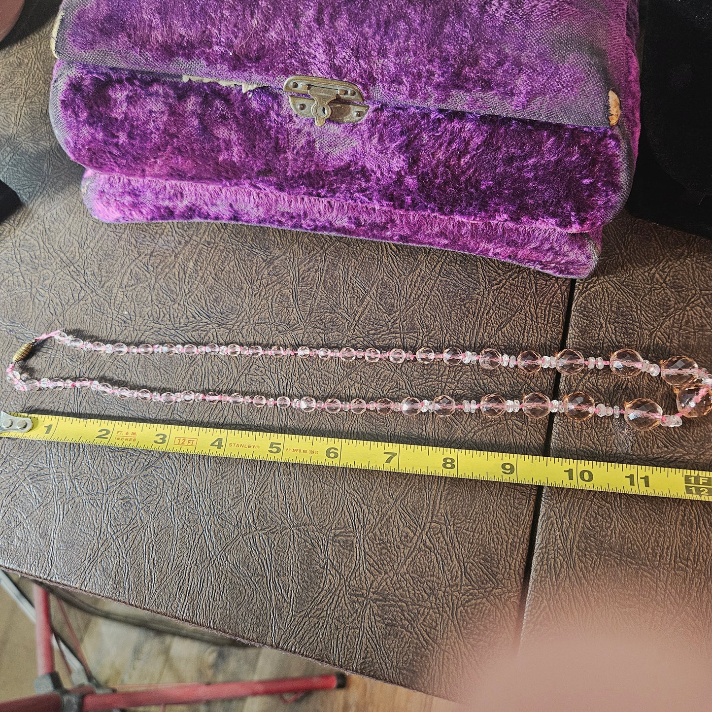 Vintage Faceted Pink Crystal Bead Necklace
