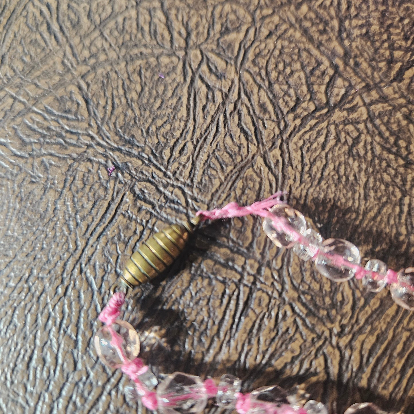 Vintage Faceted Pink Crystal Bead Necklace