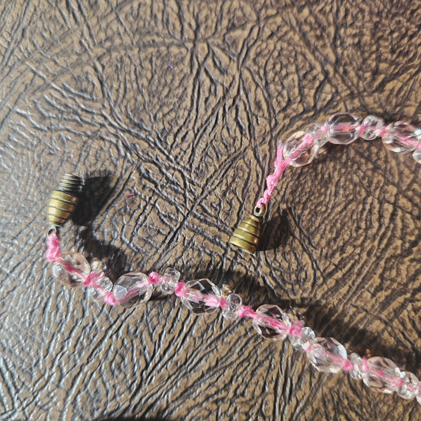 Vintage Faceted Pink Crystal Bead Necklace