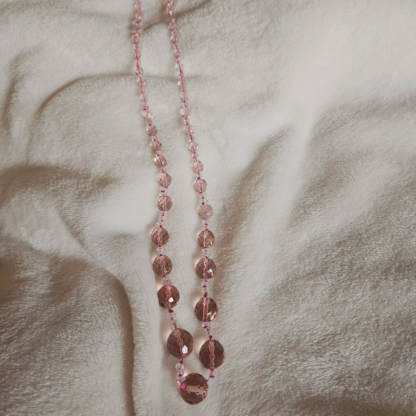 Vintage Faceted Pink Crystal Bead Necklace