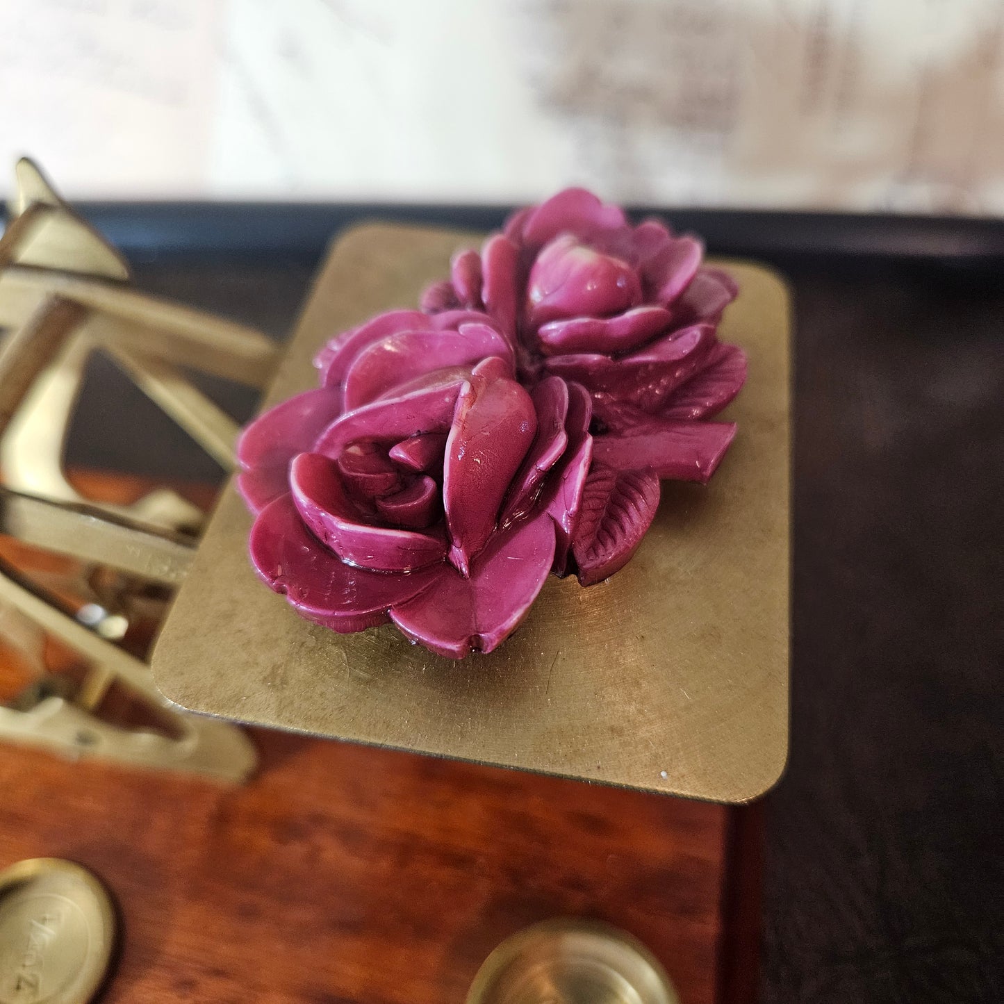 Vintage Burgundy Rose Dress Clip