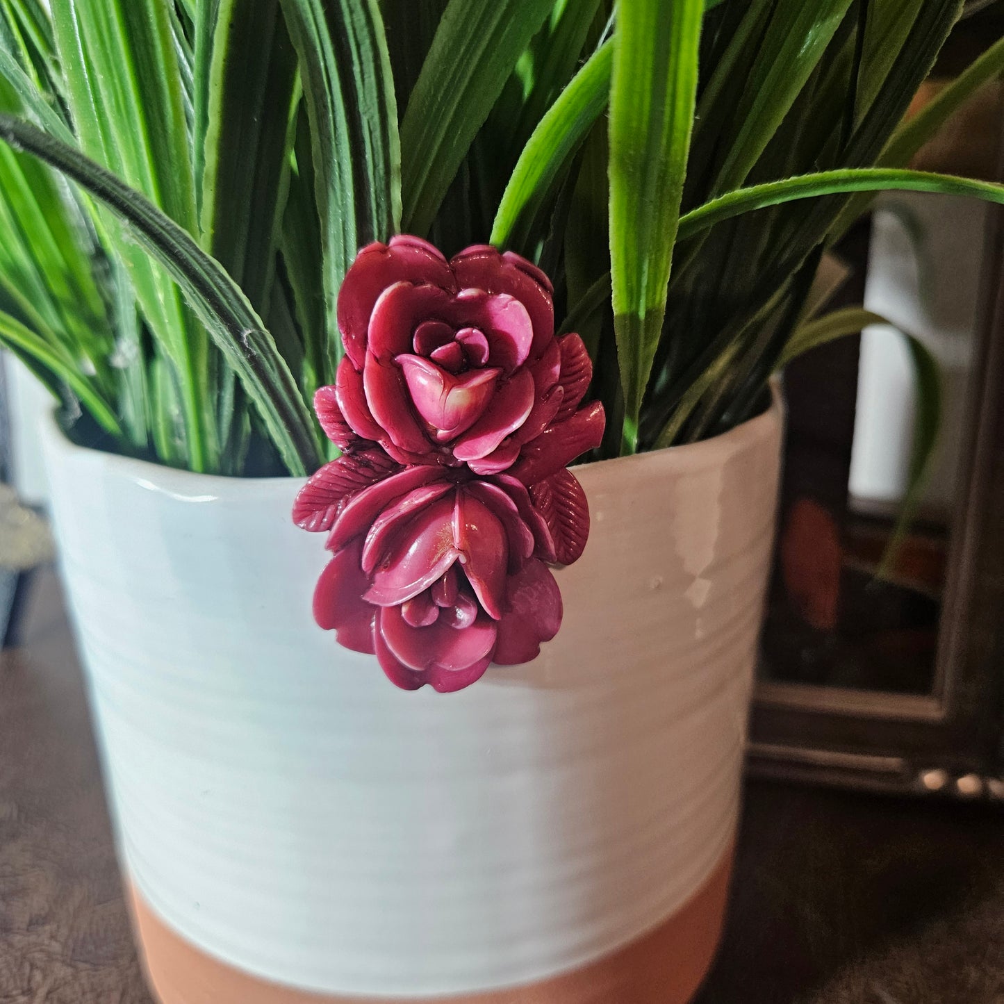 Vintage Burgundy Rose Dress Clip