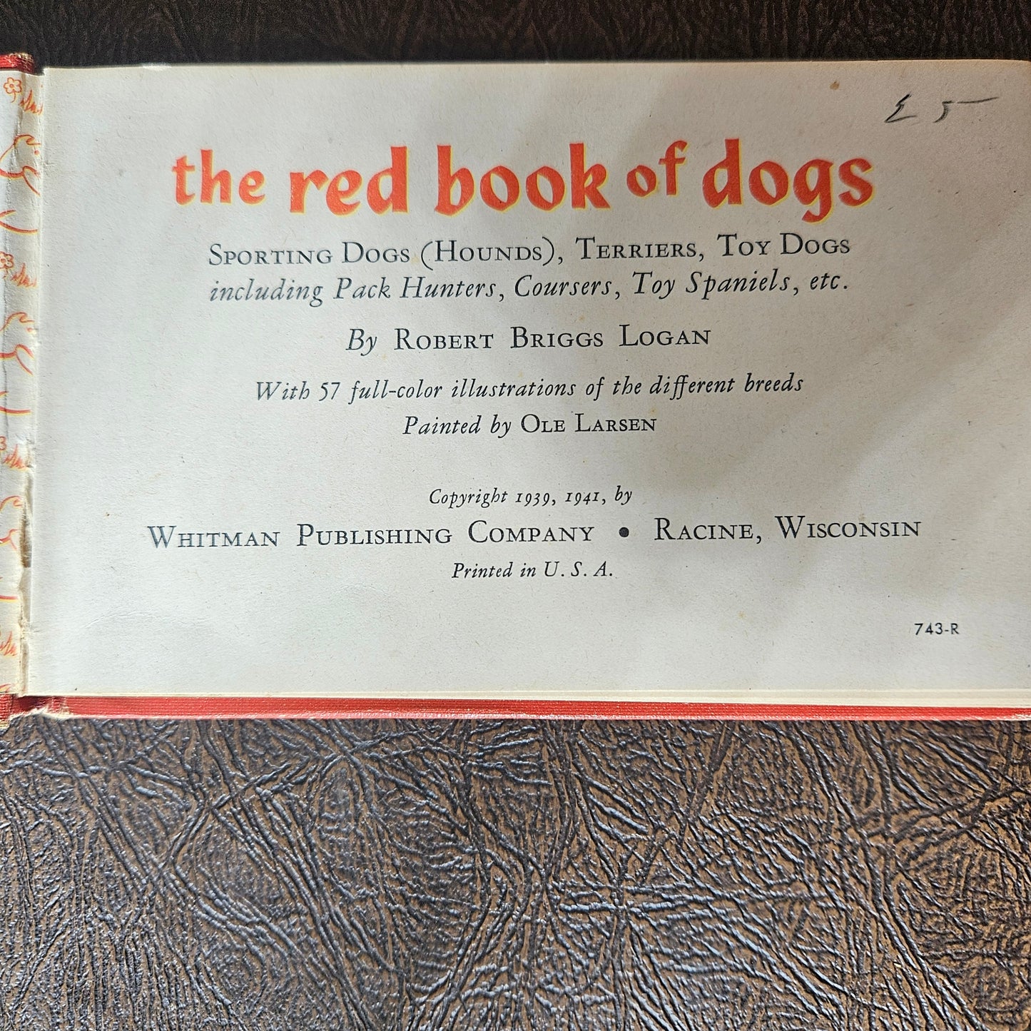Vintage Red and Blue Book of Dogs Set 1930s Illustrated Dog Books