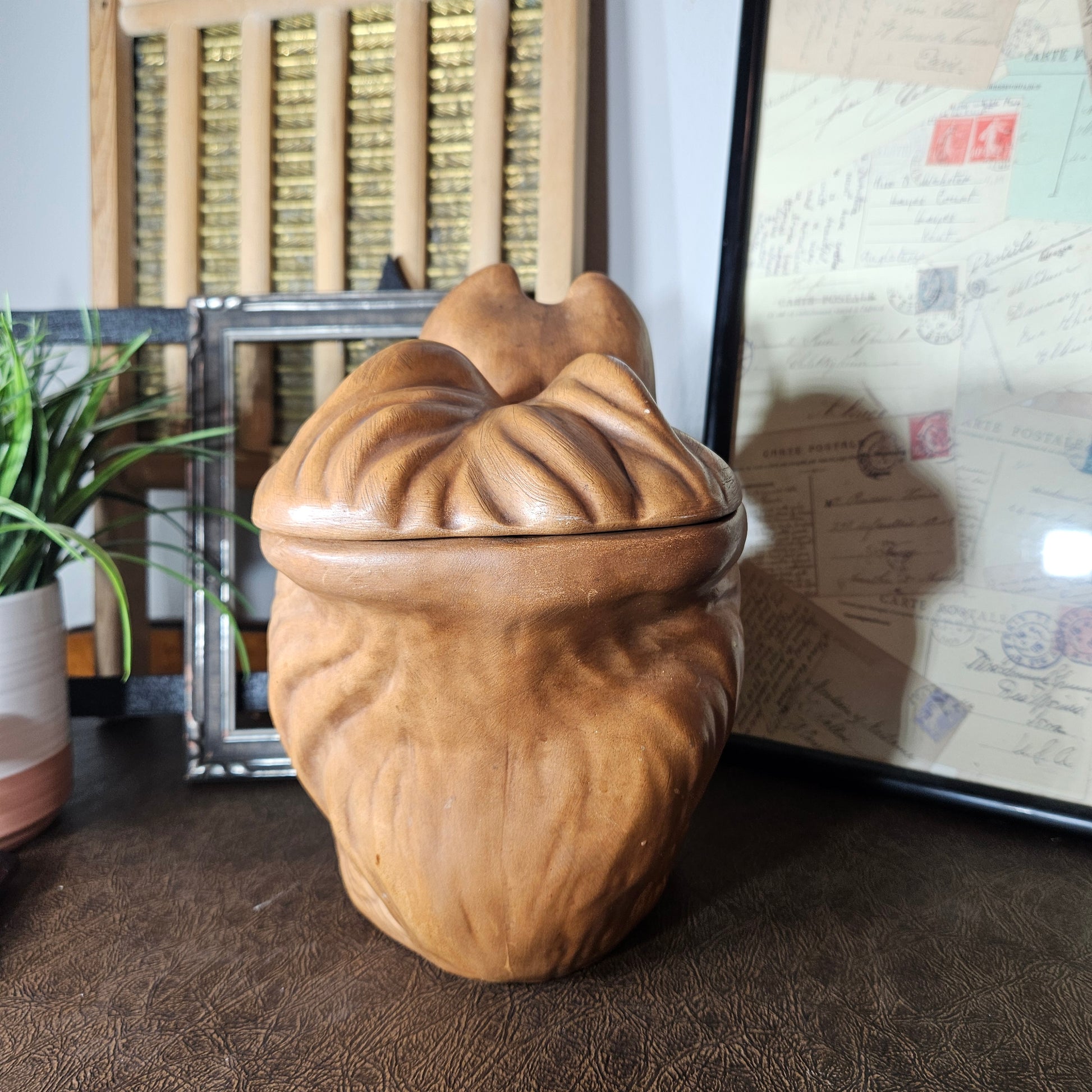 Ceramic squirrel figurine cookie jar 