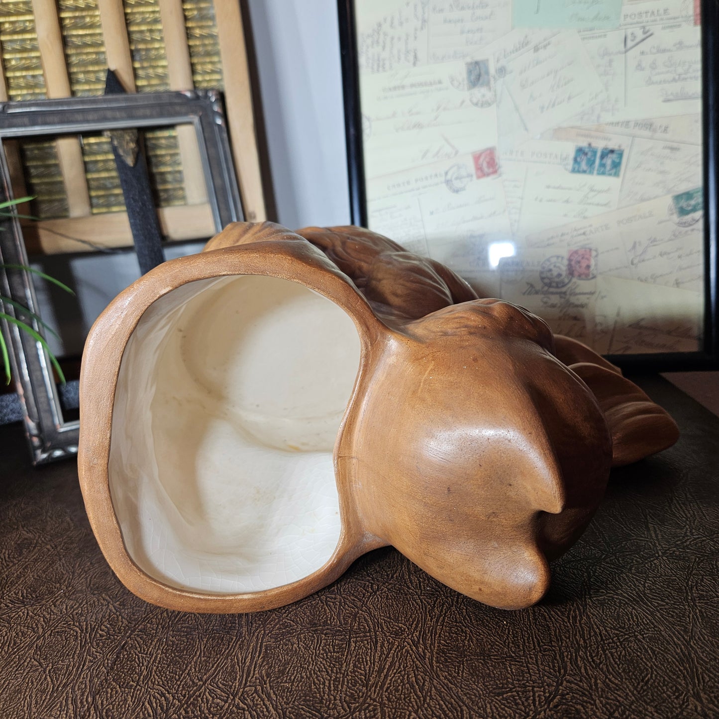 Ceramic squirrel figurine cookie jar 