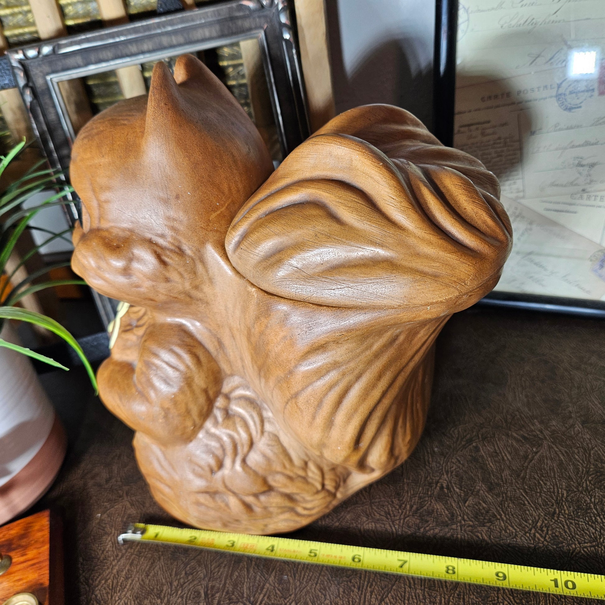 Ceramic squirrel figurine cookie jar 