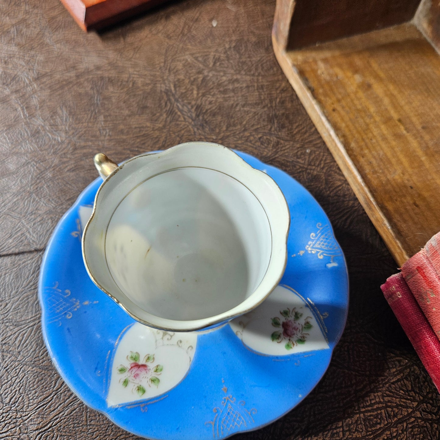 Vintage Colclough Bone China Blue Demitasse Cup and Saucer