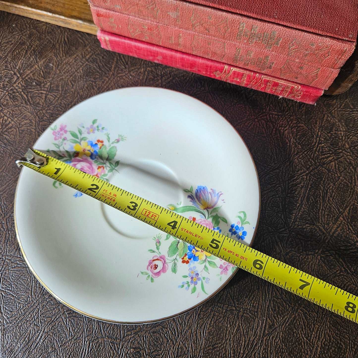 Vintage Bone China Teacup and Saucer Purple Floral England