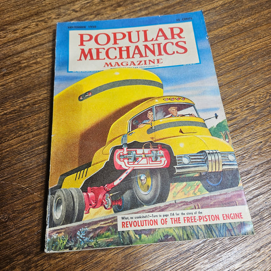 Vintage Popular Mechanics Magazine September 1950 Free Piston Engine Cover