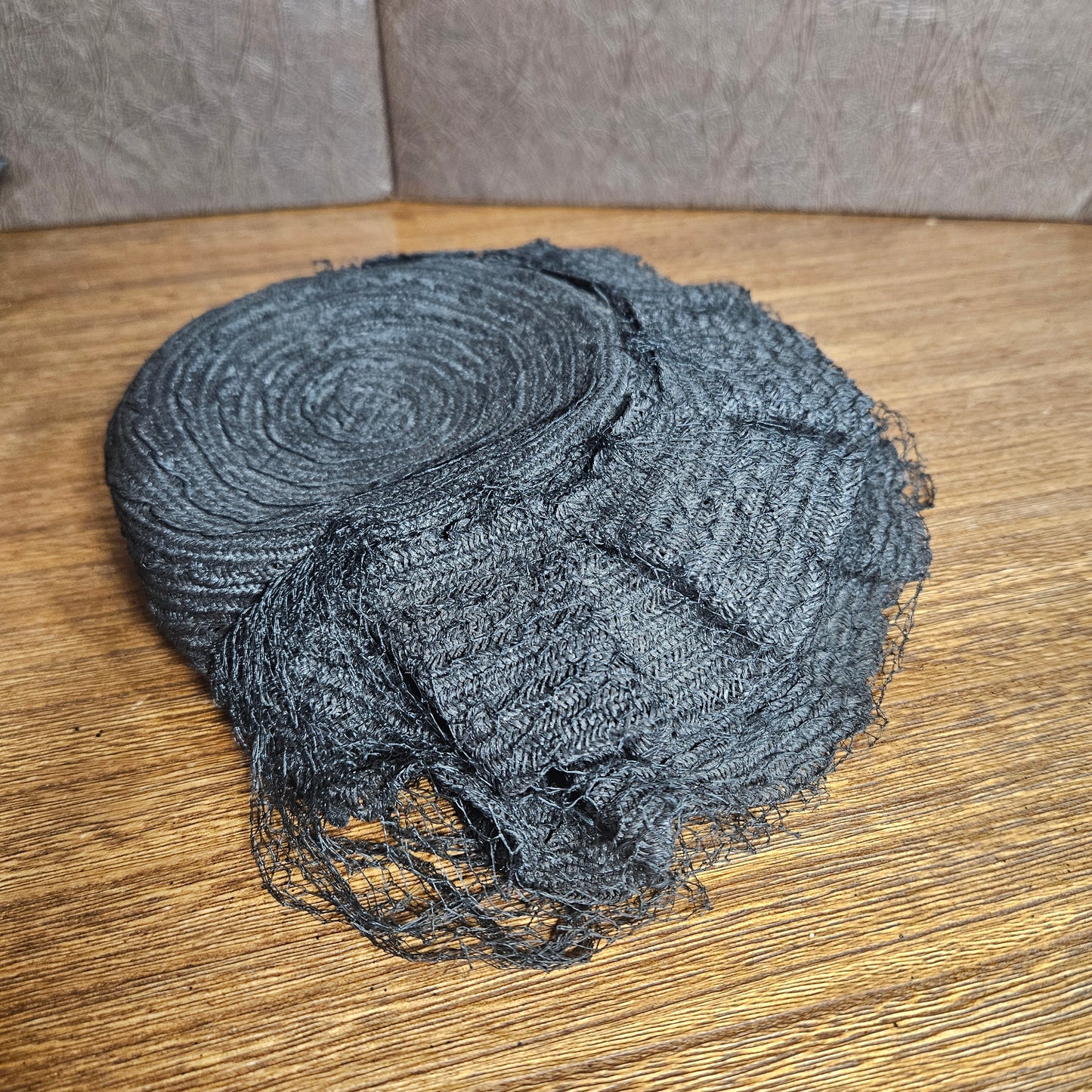Vintage Black Netting Hat – Distressed Wide Brim Statement Piece