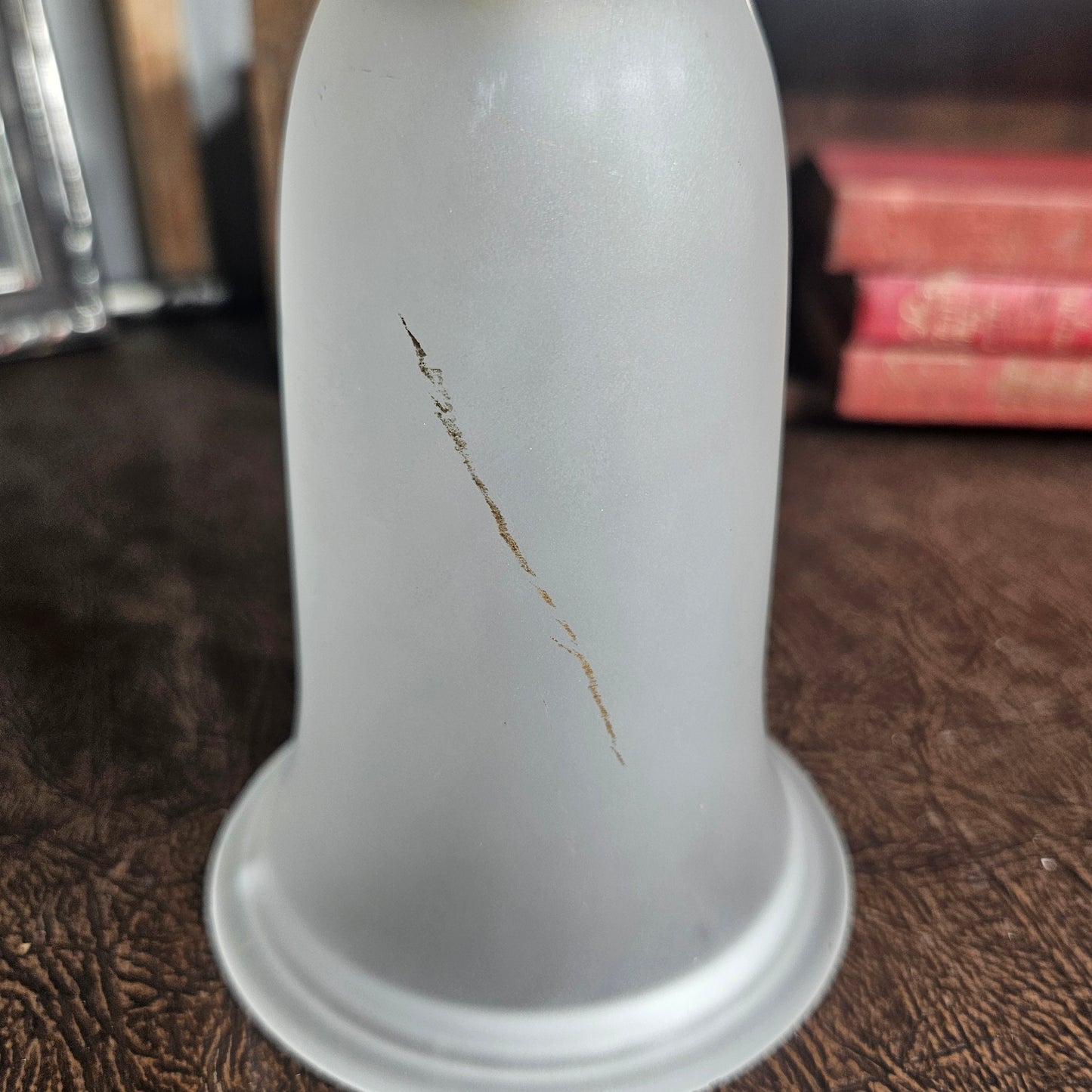 Vintage Frosted Glass Bell Brass Top Loop