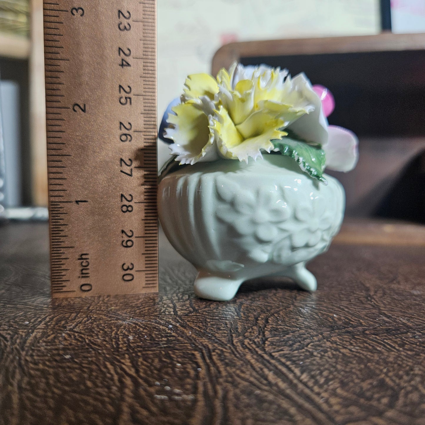 Vintage Porcelain Floral Arrangement Footed Mini