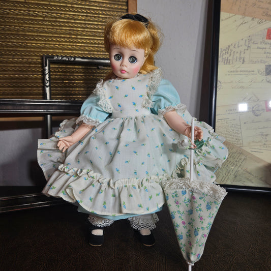 Madame Alexander Amy Doll 1320 Blue Floral Dress Umbrella