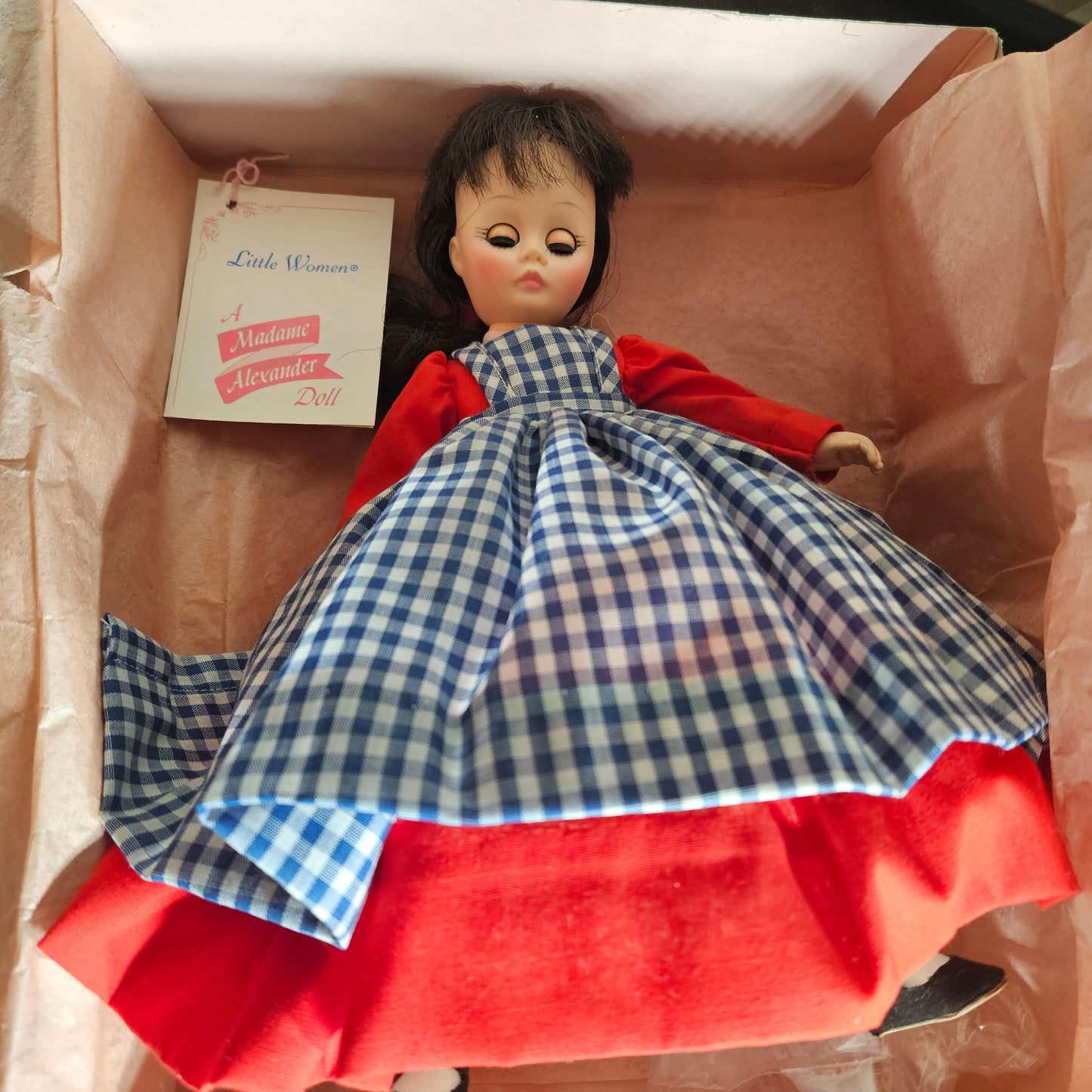 Madame Alexander Jo Doll 1322 Red Dress Blue Gingham w Box