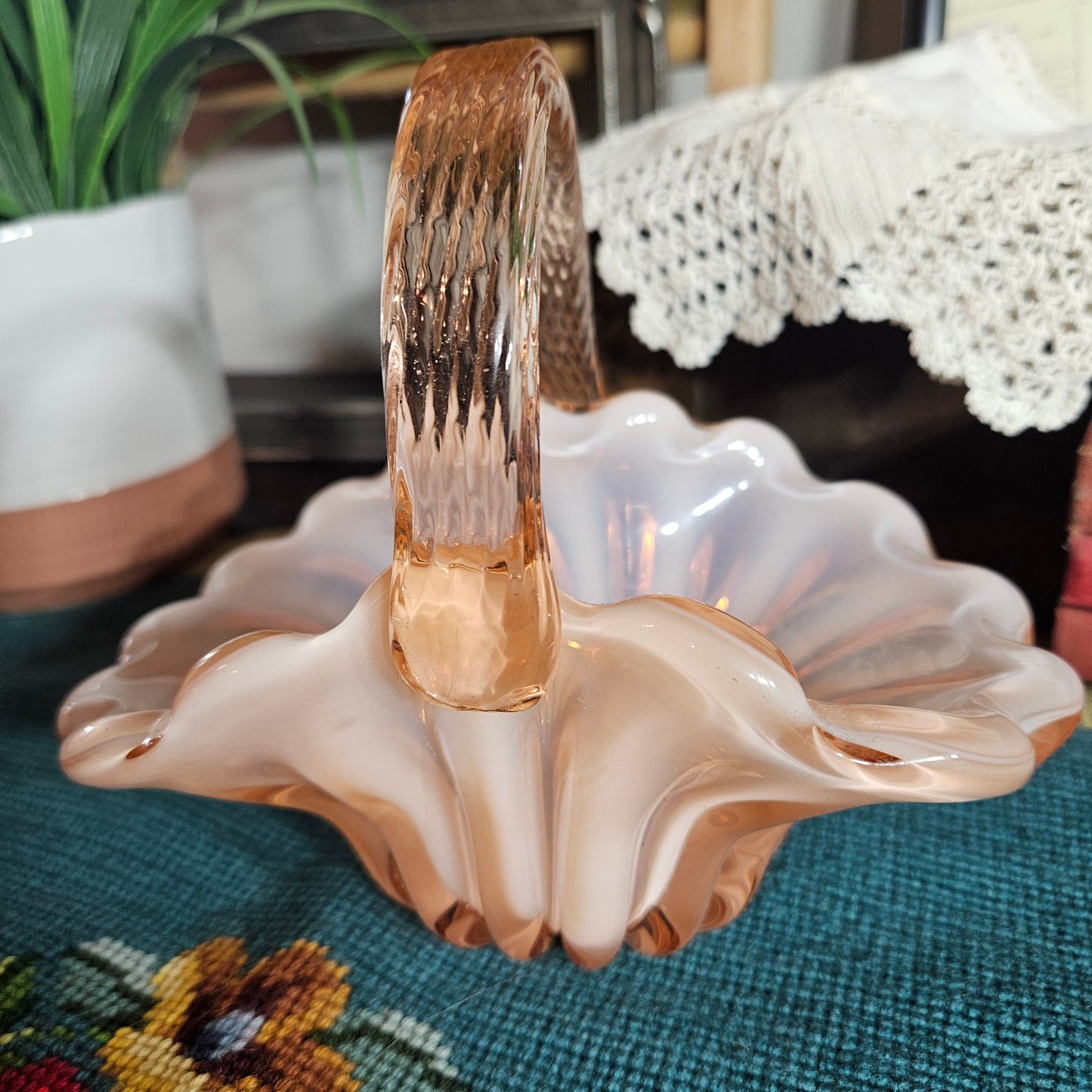 vintage nikko japan glass basket
