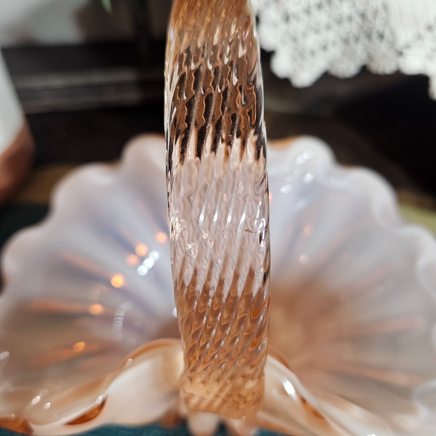 vintage glass basket underside mark
