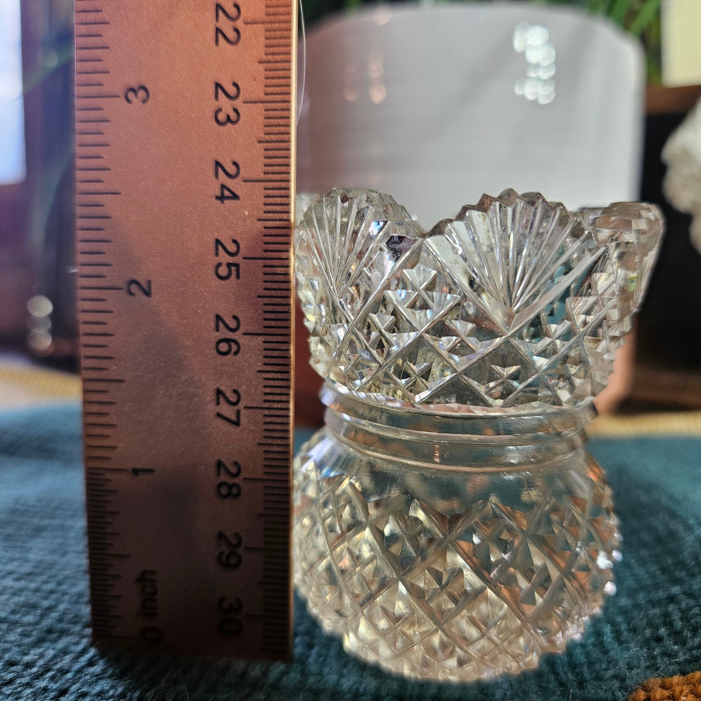 Vintage Cut Glass Pedestal Open Salt Dish