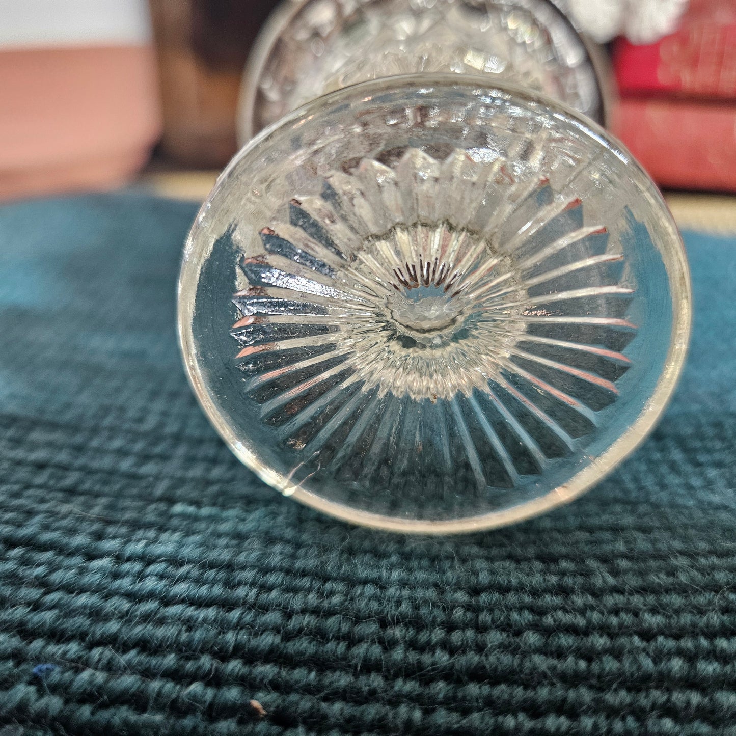 Vintage Cut Glass Toothpick Holder Sawtooth Rim
