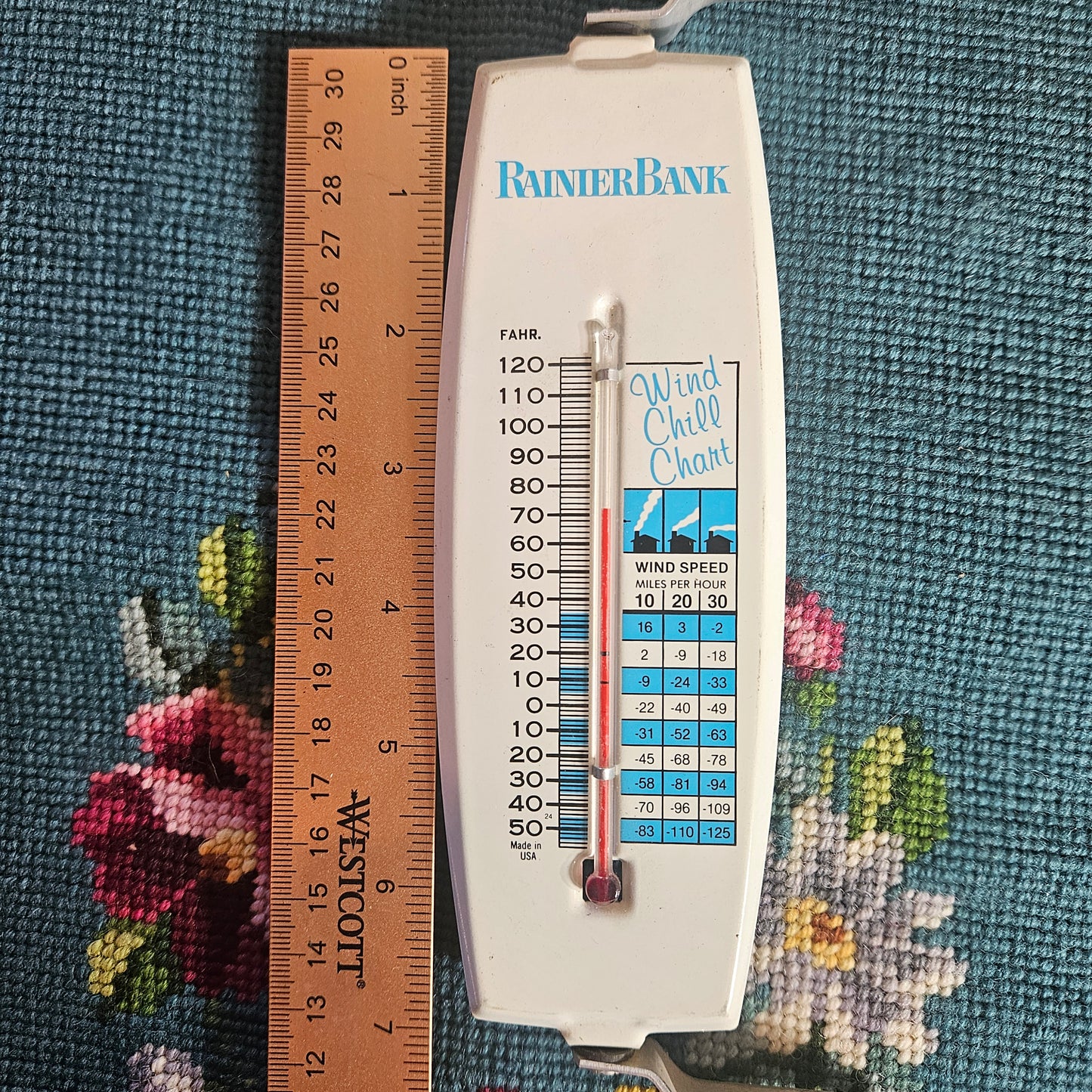 Rainier Bank Vintage Advertising Thermometer