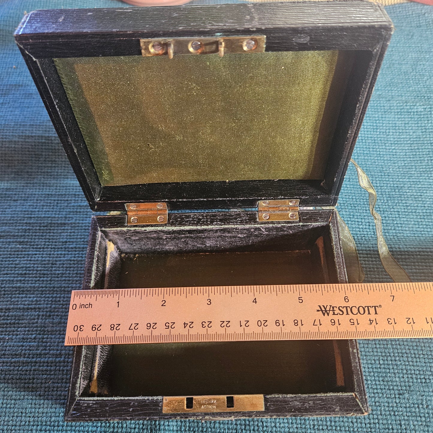 Vintage Black Lock Box with Key Storage