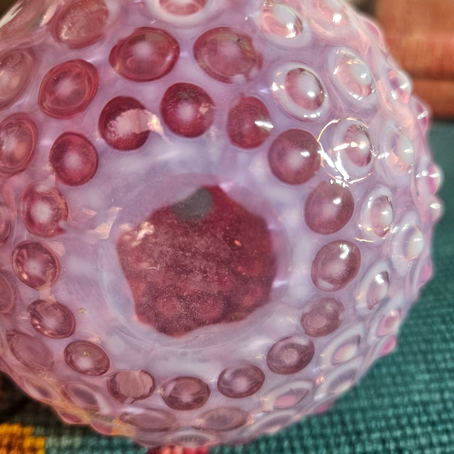 Czech Pink Hobnail Glass Vase Vintage