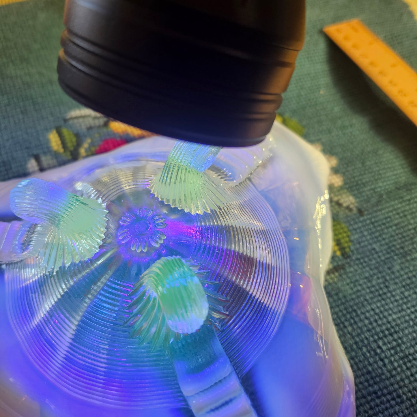 Uranium Glass Footed Bowl Vintage Glow