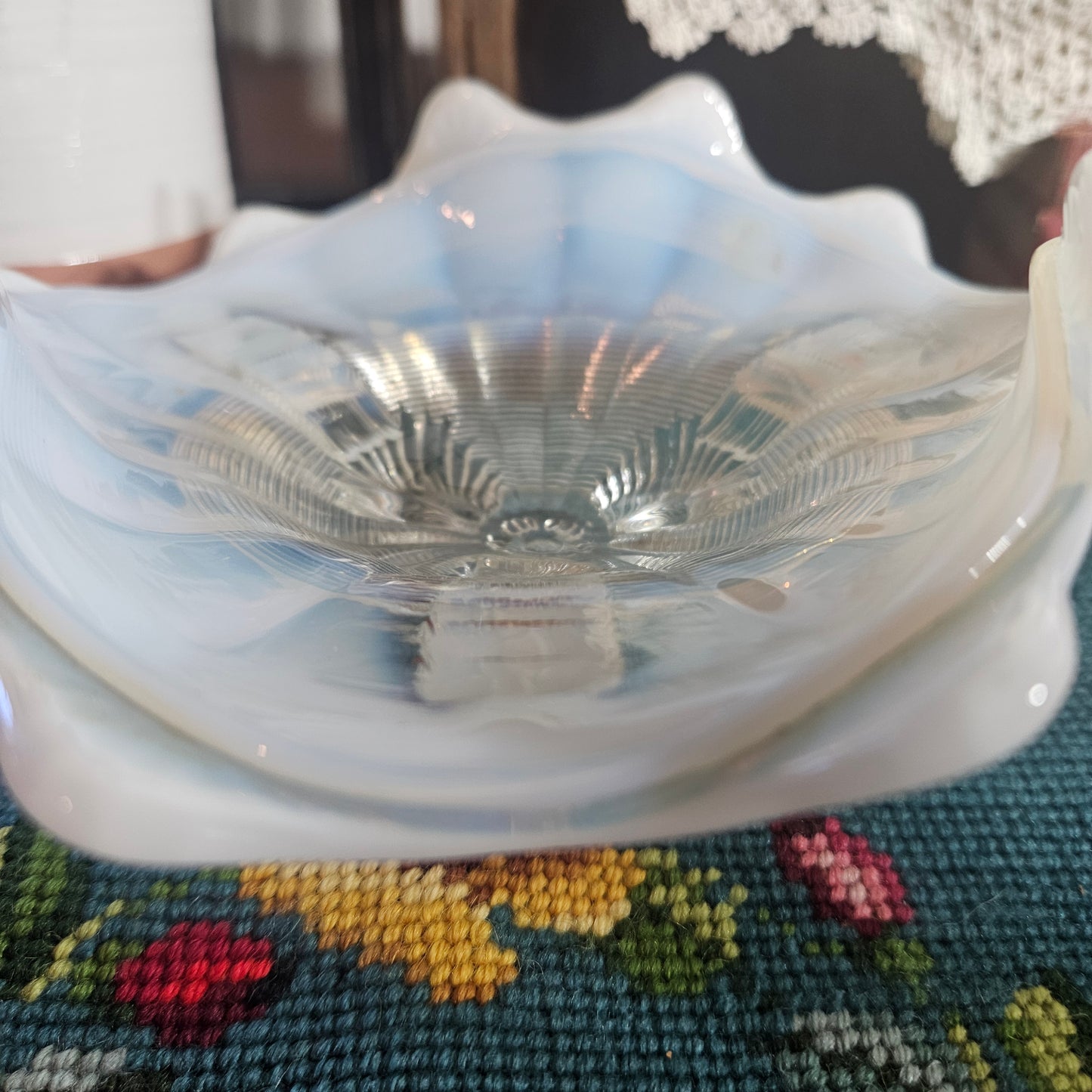 Uranium Glass Footed Bowl Vintage Glow