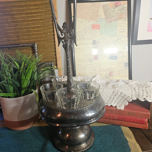 Rogers Bros Silver Plate Barware Set with Glasses