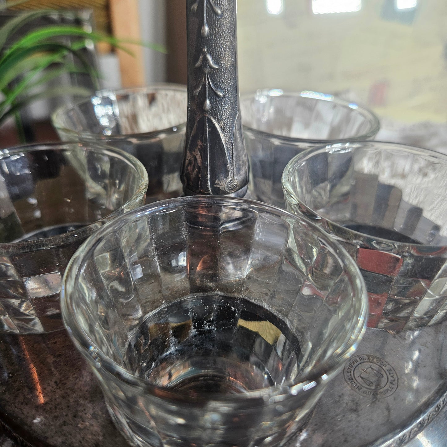 Rogers Bros Silver Plate Barware Set with Glasses