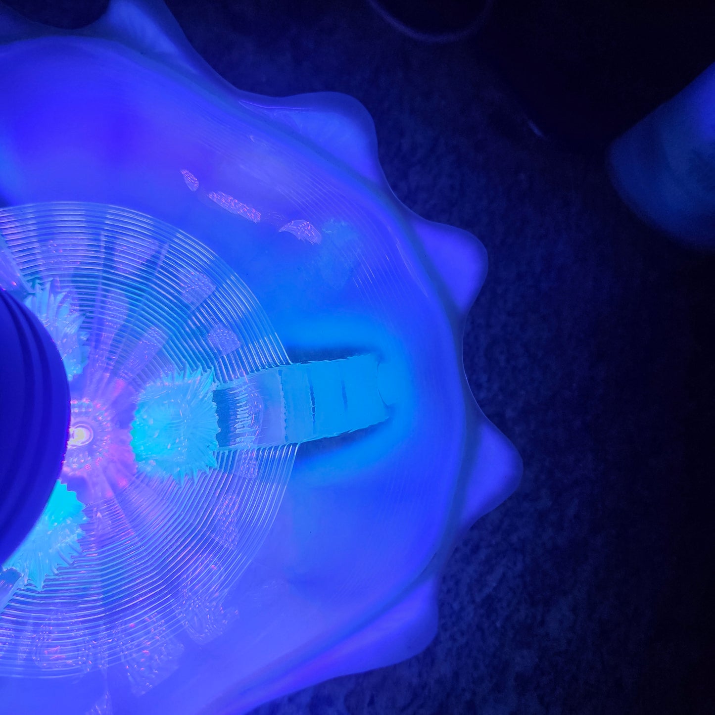 Uranium Glass Footed Bowl Vintage Glow