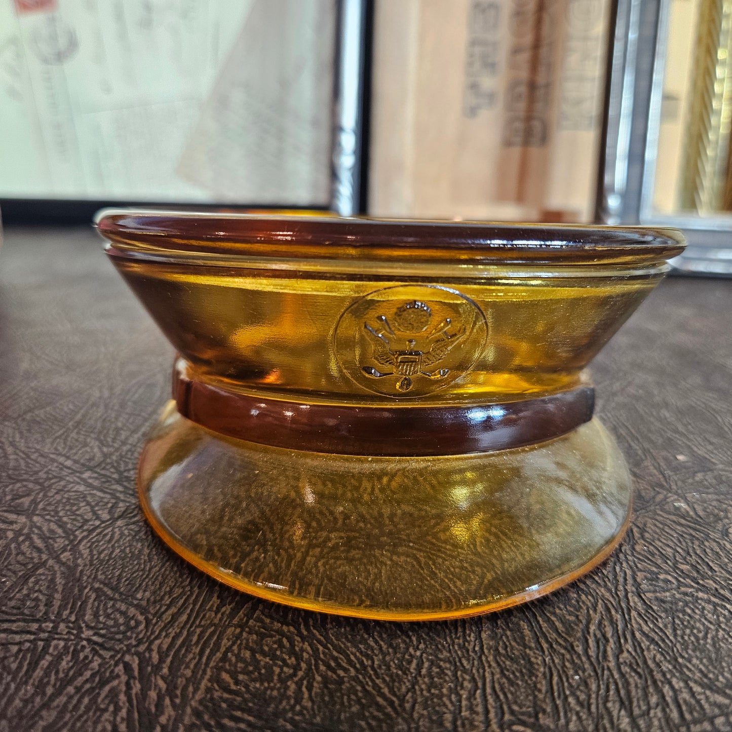 Amber Glass Military Cap Dish