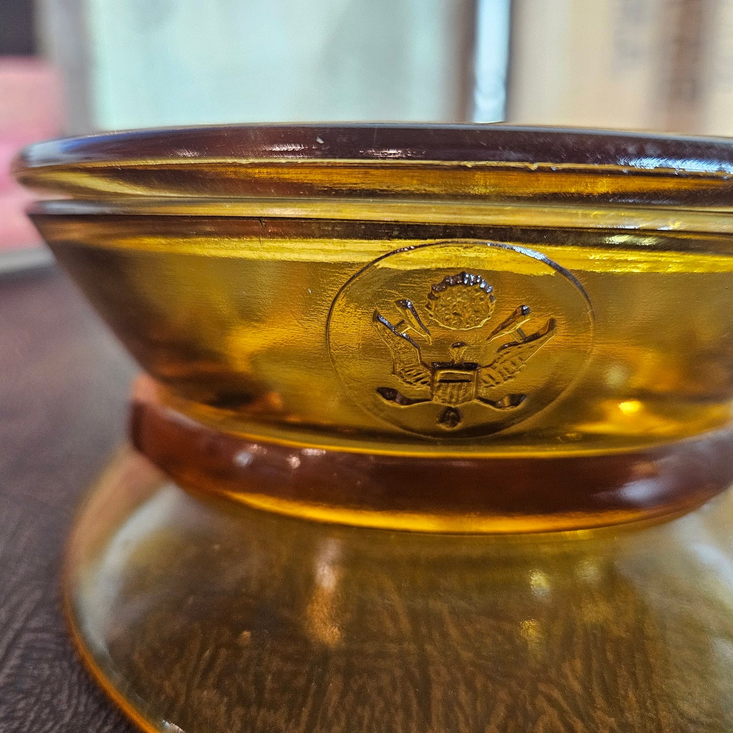 Amber Glass Military Cap Dish