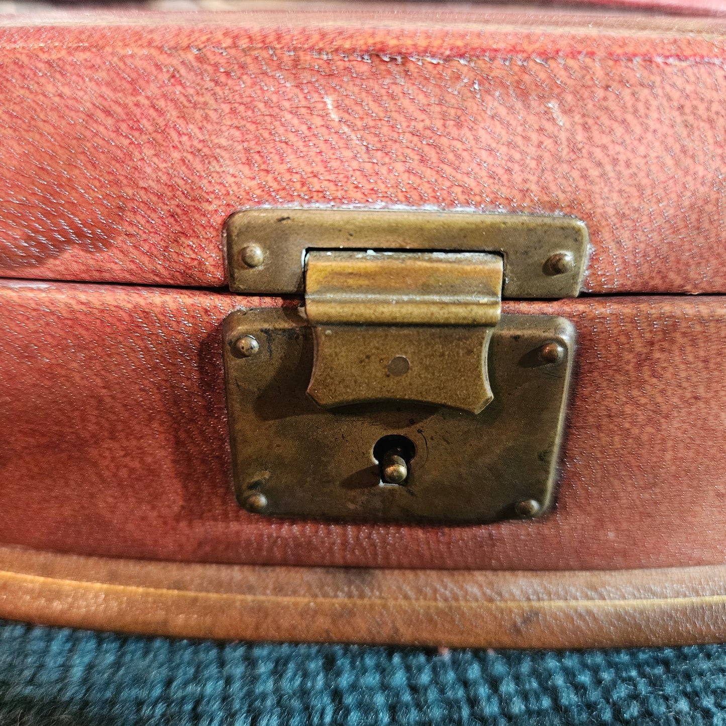 Vintage Red Leather Jewelry Travel Case