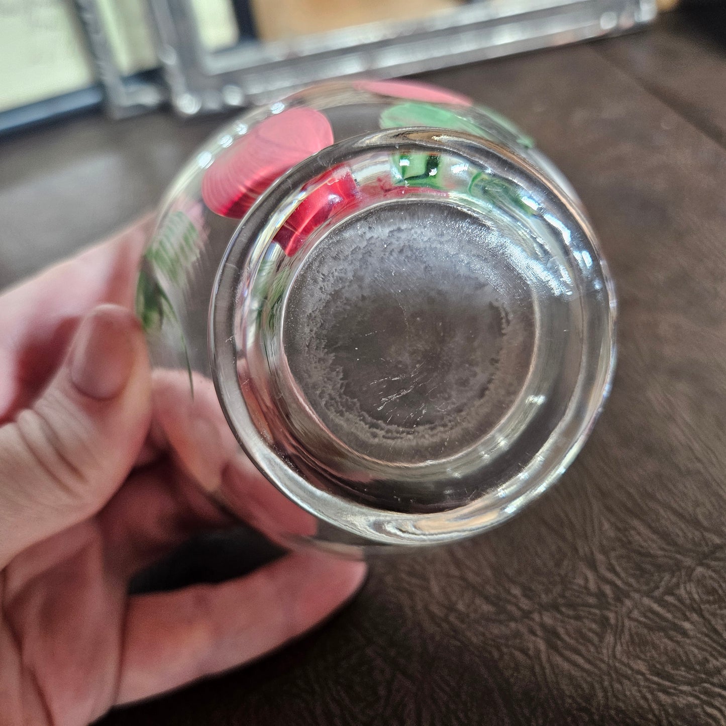Hand Painted Floral Glass Dessert Bowl