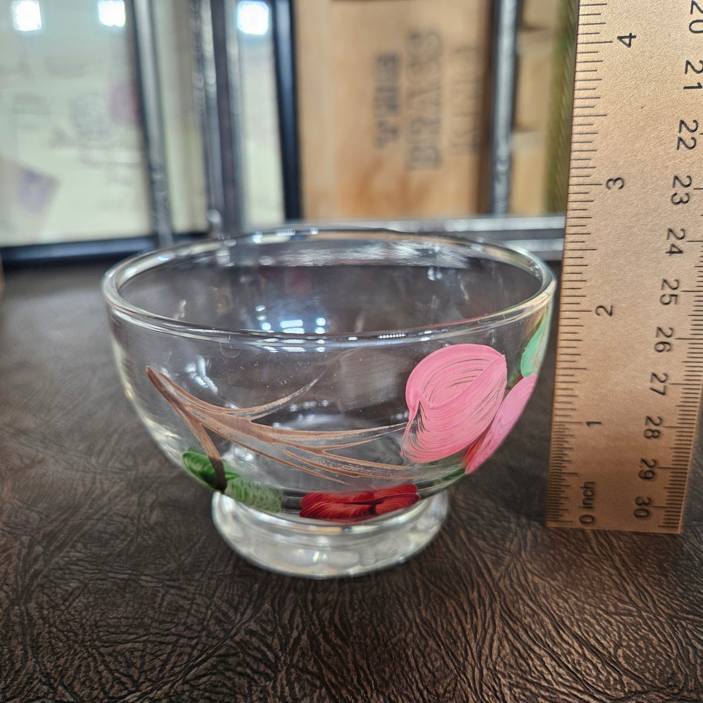 Hand Painted Floral Glass Dessert Bowl