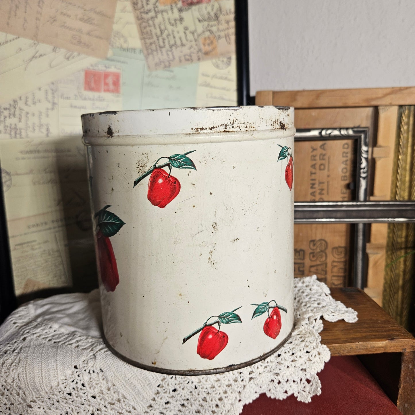Vintage Apple Metal Bin