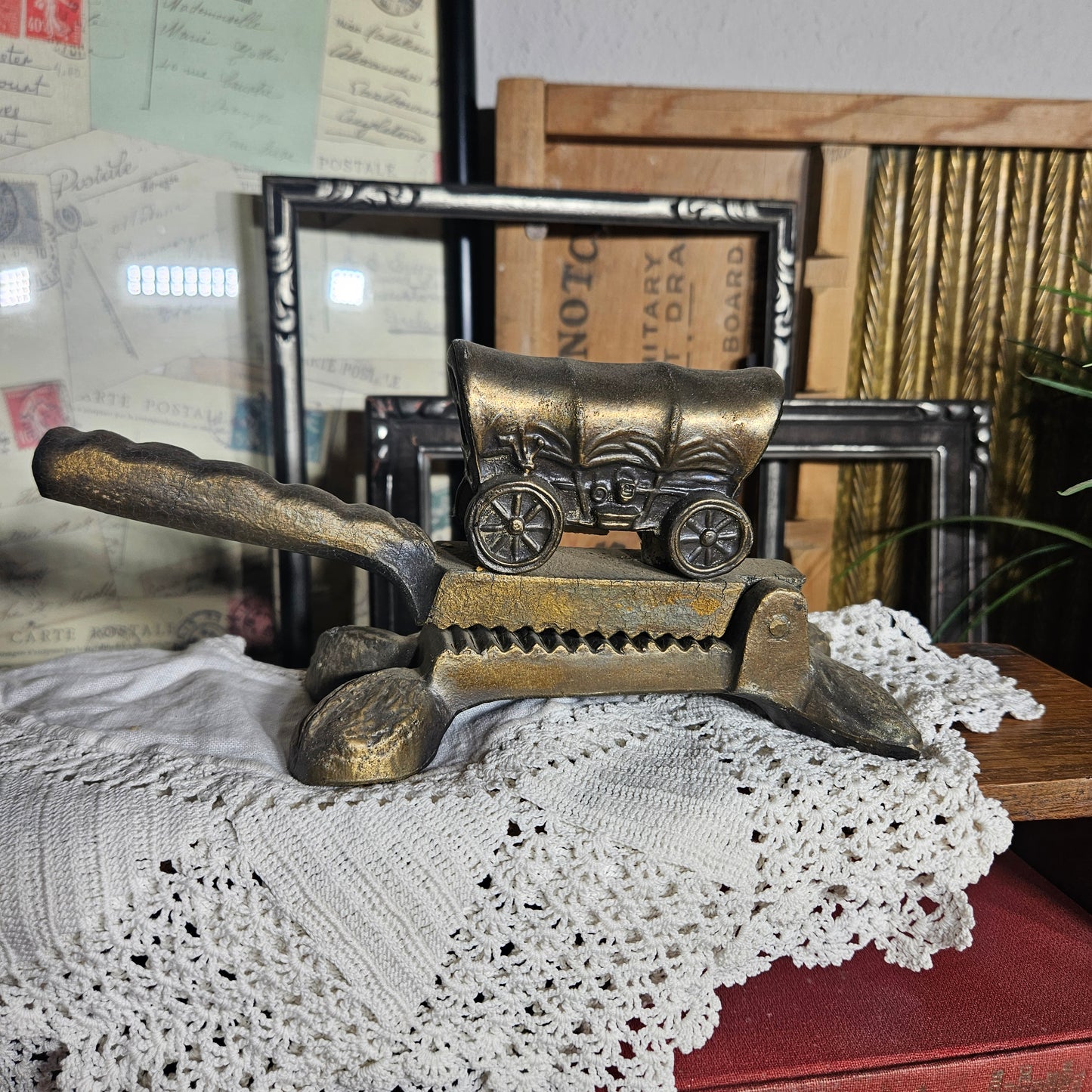 Cast Iron Covered Wagon Nutcracker