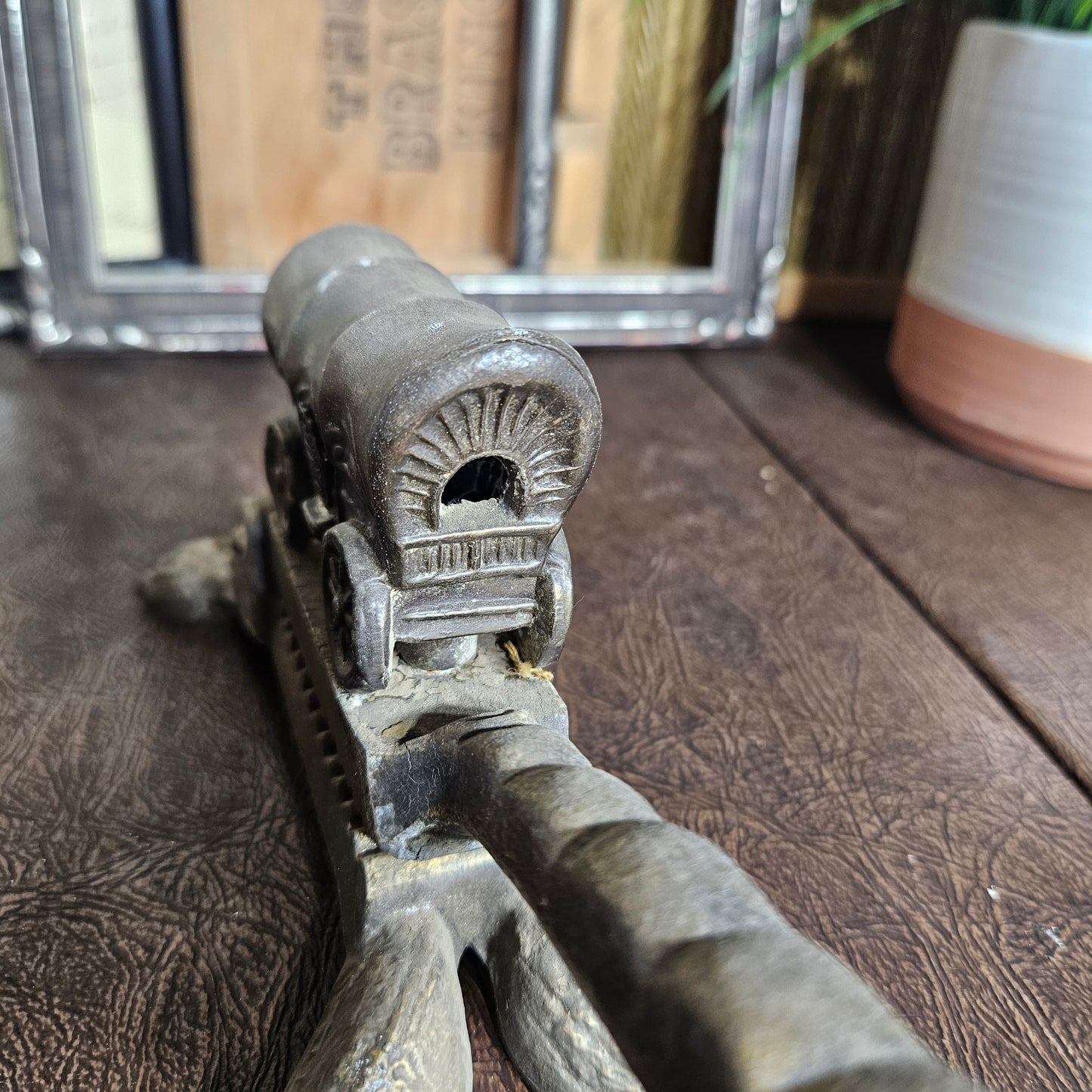 Cast Iron Covered Wagon Nutcracker