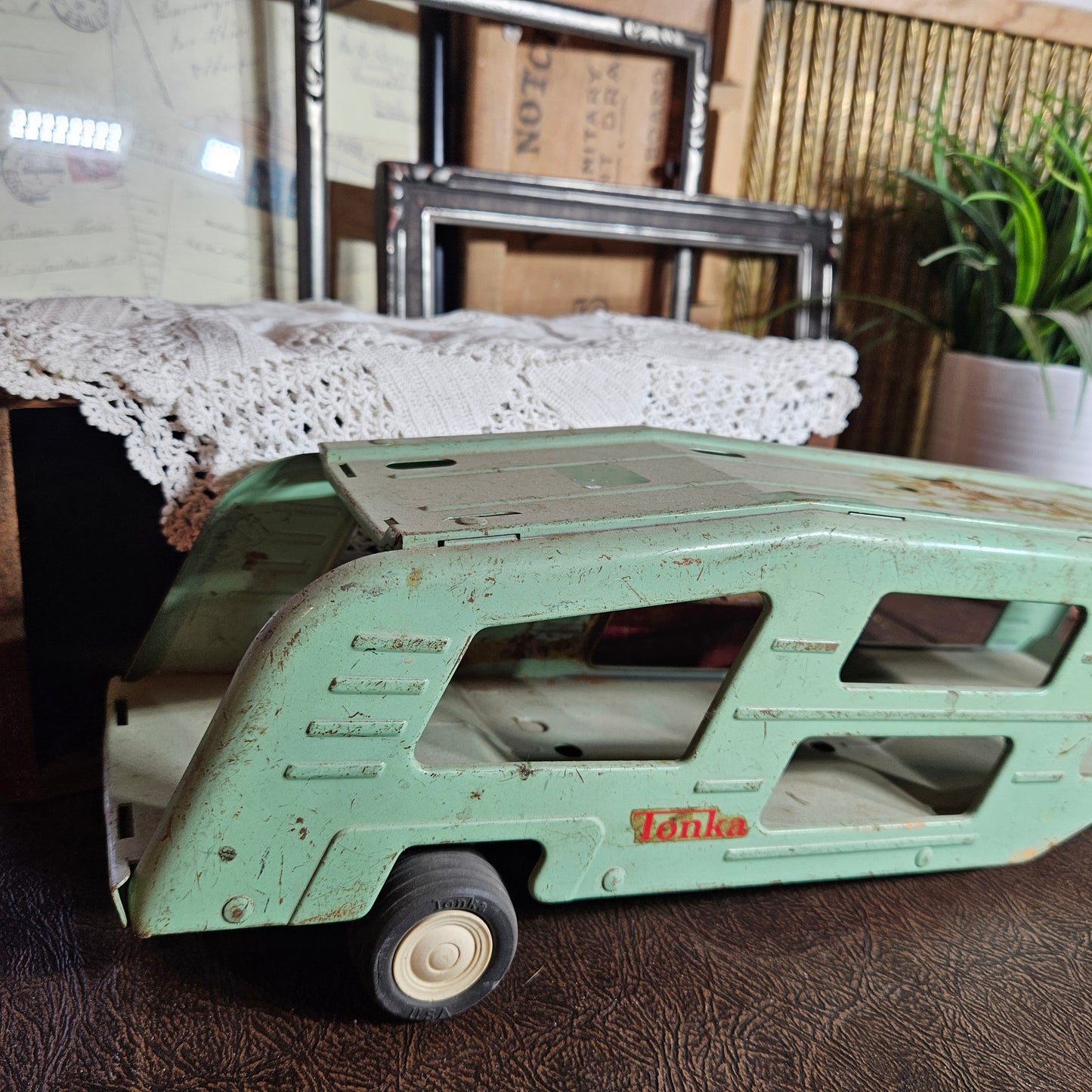 Vintage Tonka Car Carrier Trailer Pressed Steel