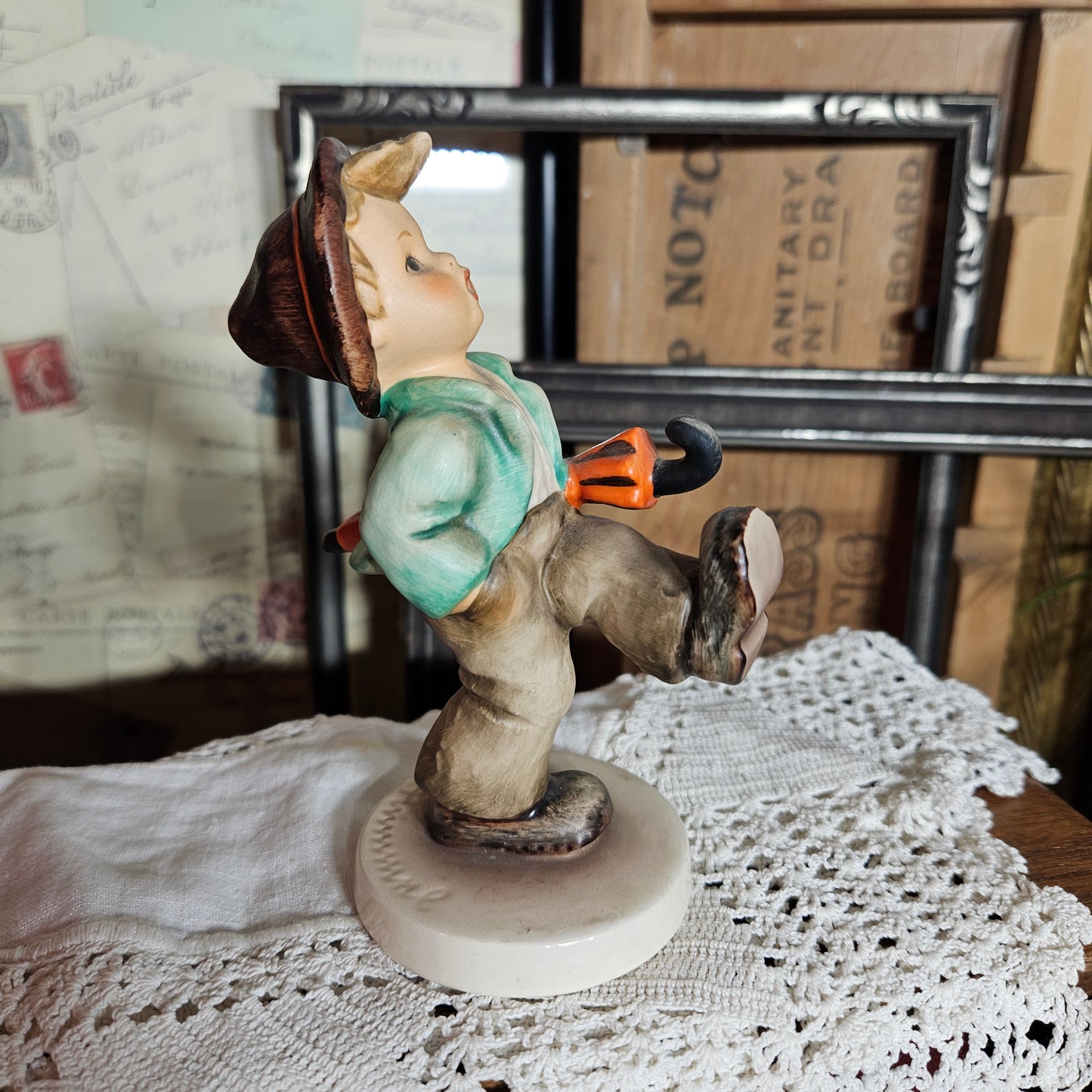 Vintage Goebel Boy with Umbrella Figurine "Happy Traveler"