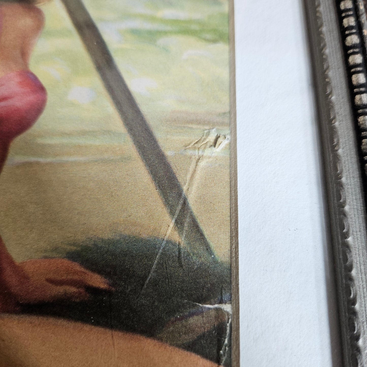 Framed Vintage Pin Up Beach Print in Silver Frame