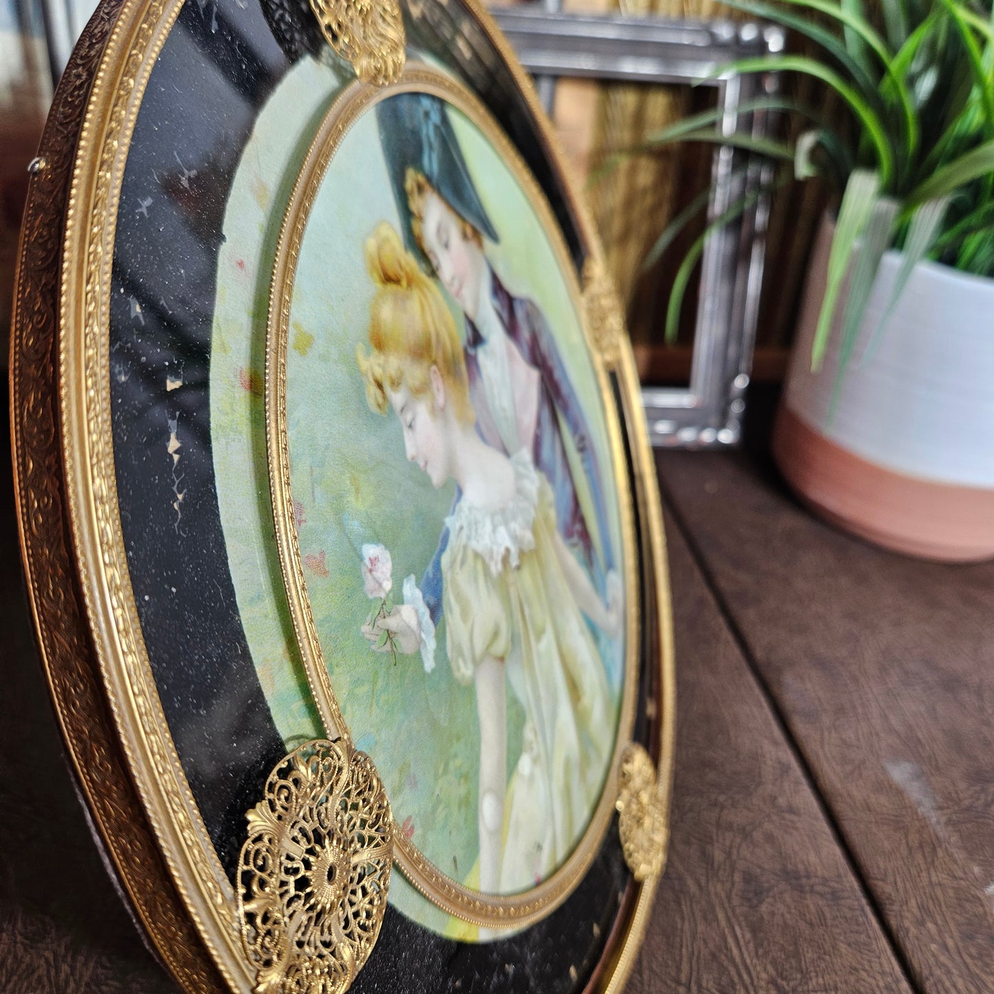 Framed Victorian Romantic Couple with Filigree