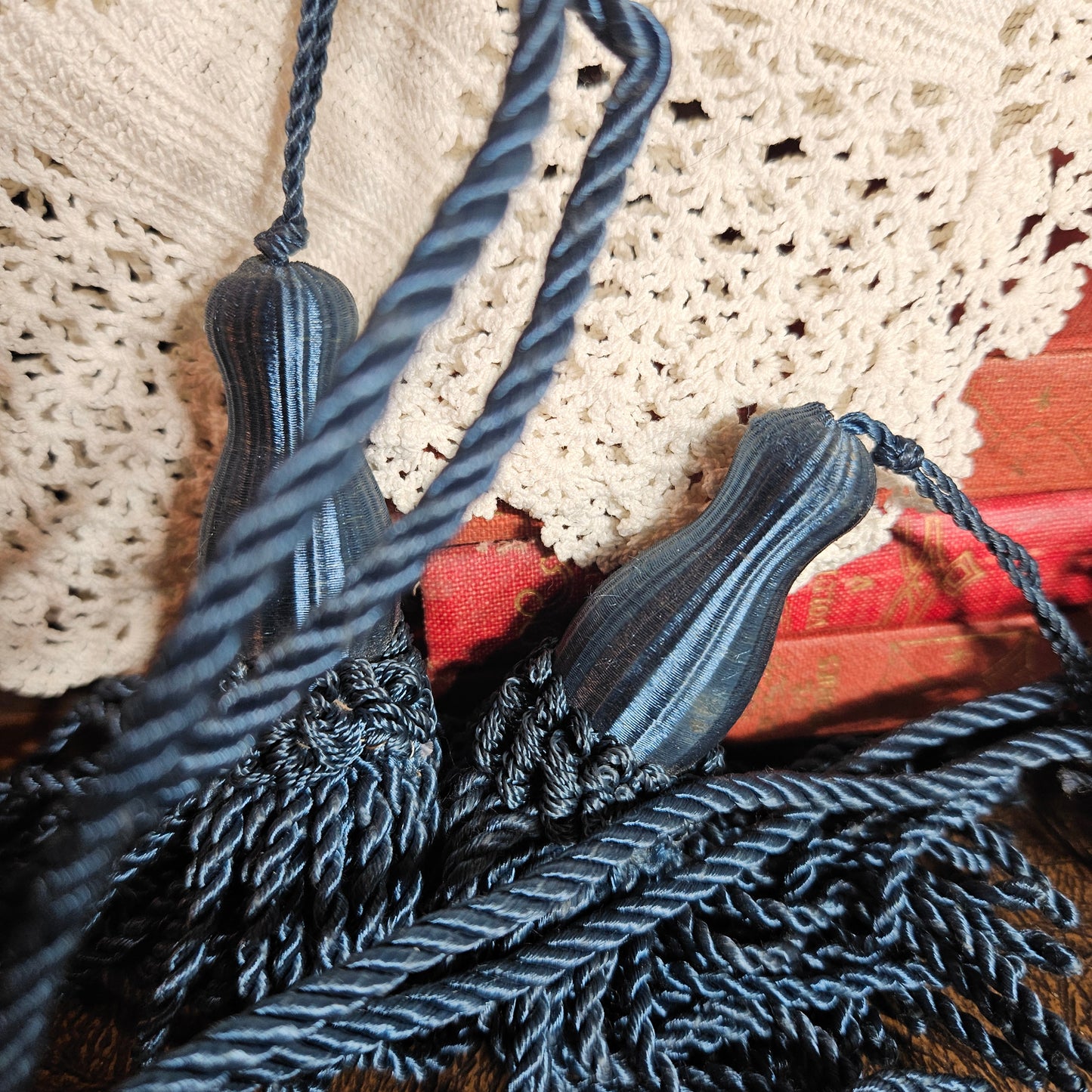 Blue Tassel Curtain Tiebacks Pair